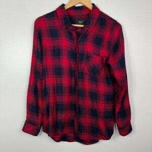 Rails Hunter Button Down Bloe Top Shirt Midnight Garnet Small
